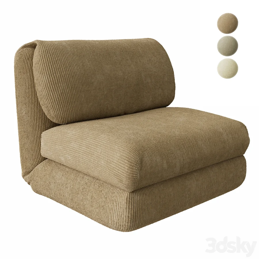 Folding corduroy chair, Zara Home: 3D model