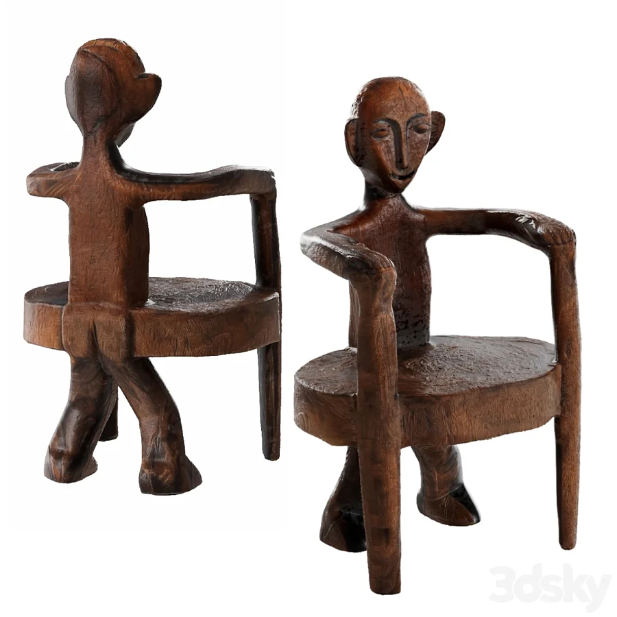 Hand-carved figure chair, France, 20th c.: 3D model