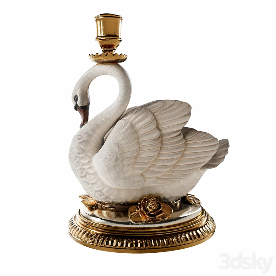 Classical swan candle holder, Homedor: 3D model