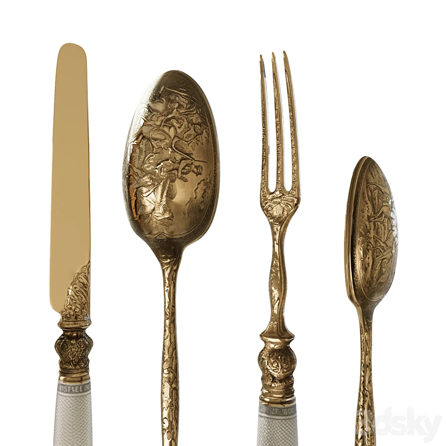 Vintage cutlery sets: 3D model